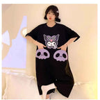 Sanrios Cute Pajamas Kuromi Summer Kawaii Nightgown New Style Student Fashion Thin Loose Comfort Casual Cartoon Home Clothes
