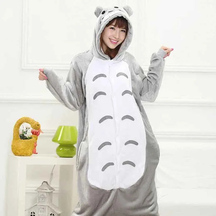 Totoro Onesies Cute Cartoon Animal Onesie Women Men Girls Boys Pajamas Slipper Funny Party Suit Winter Home Overall Costumes