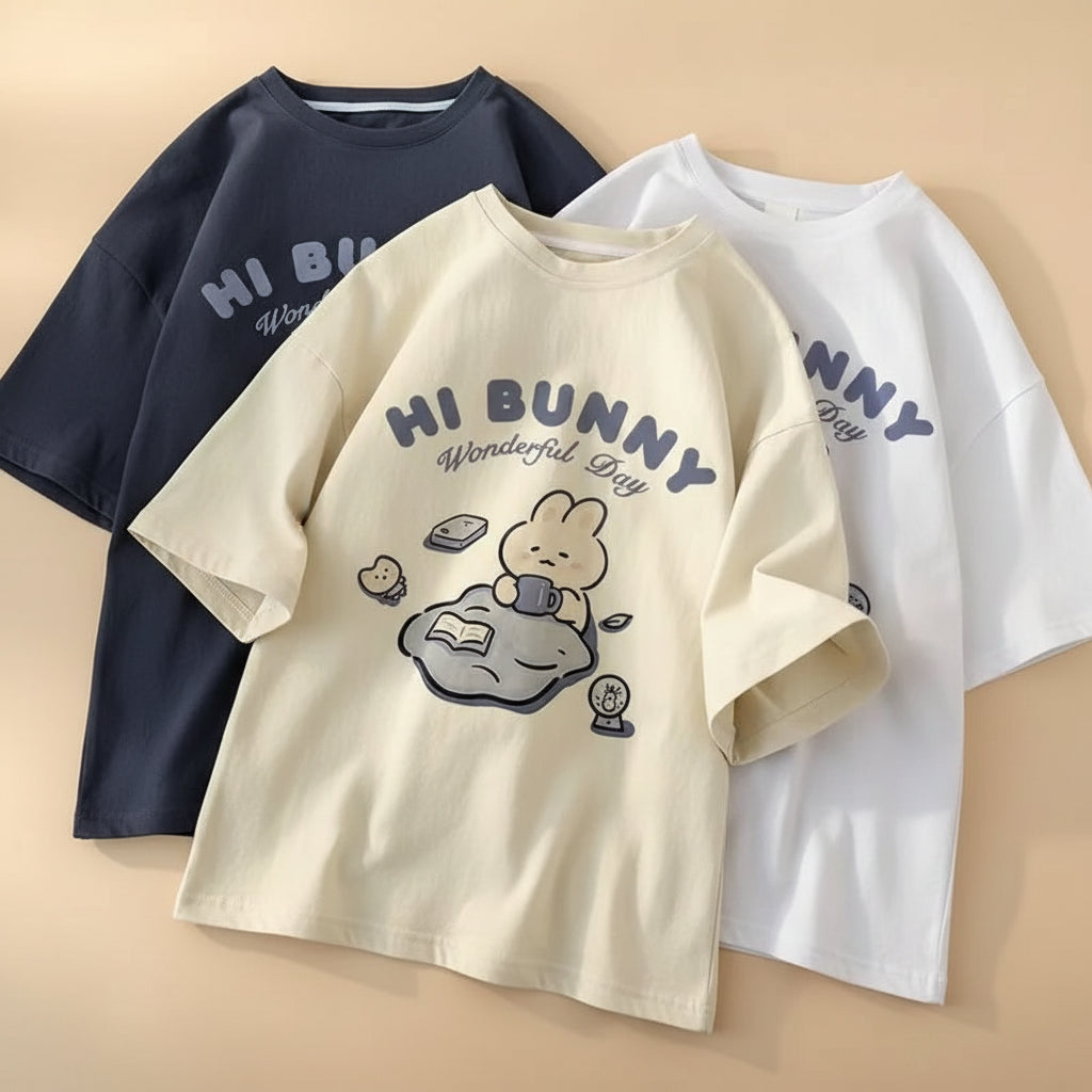 American Retro Oversize Short Sleeved T-Shirt and Japanese - Vusy Kawaii Shop