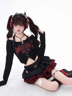 Mini Skirts Summer Women Black Gothic A-Line Pleated Skirt