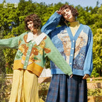 Spring and Autumn Retro Lazy Style Jacquard Knitwear Jackets - Vusy Kawaii Shop