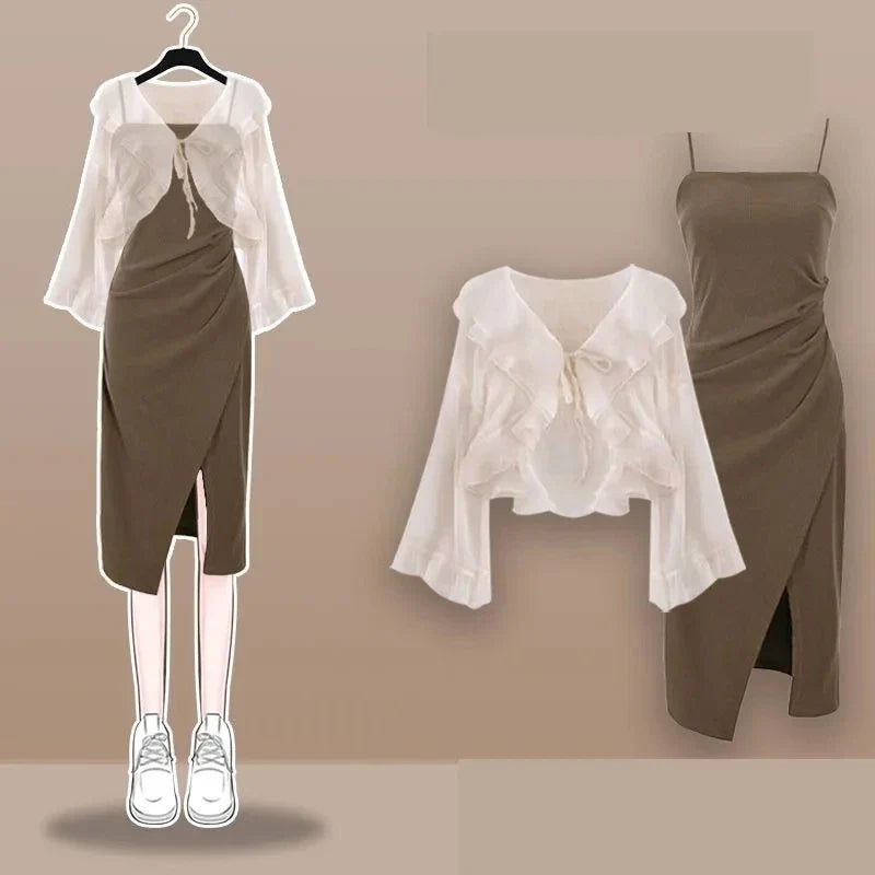 Summer Vintage Denim Skirt Matching Set Korean Elegant - Vusy Kawaii Shop