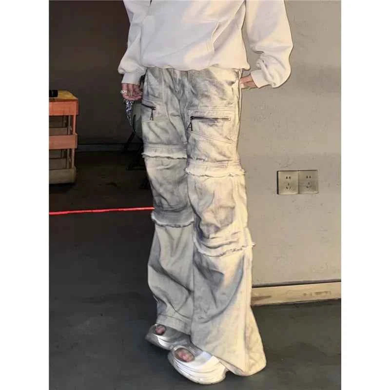 High Waist Women Tie Dyeing Jeans Hip-hop Style Vintage Streetwear Y2K Wide Leg Jean Plus Size Female Trouser Baggy Denim Pants