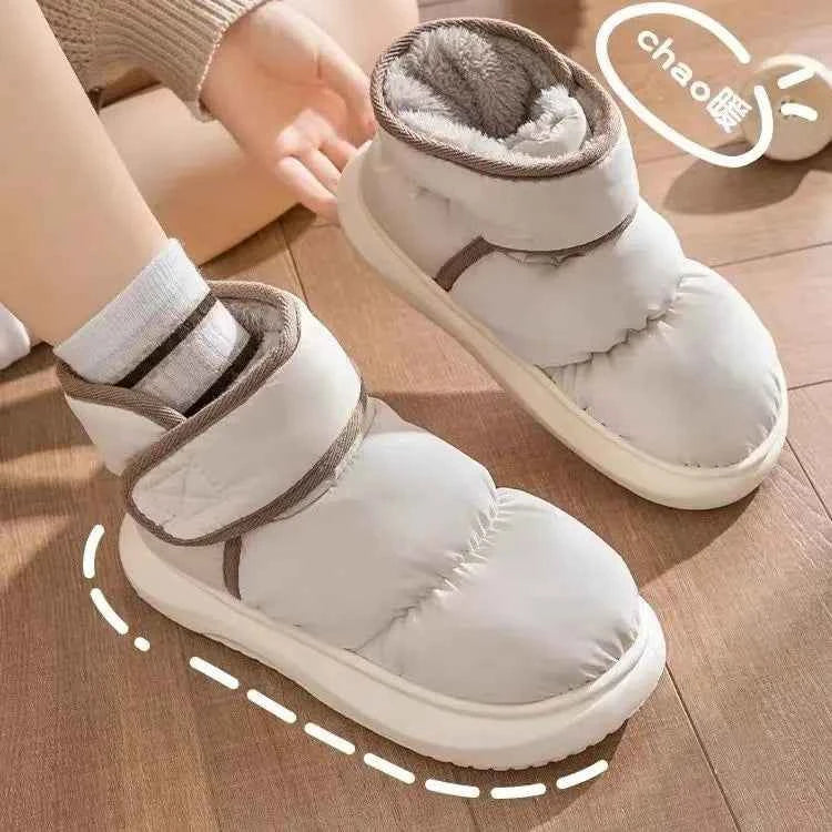 Sanrios Hello Kittys Plush Winter Fashion Outdoor Cotton Shoes Women Warm Waterproof Velcros Cute Shoes Soft Snows Boots Girls