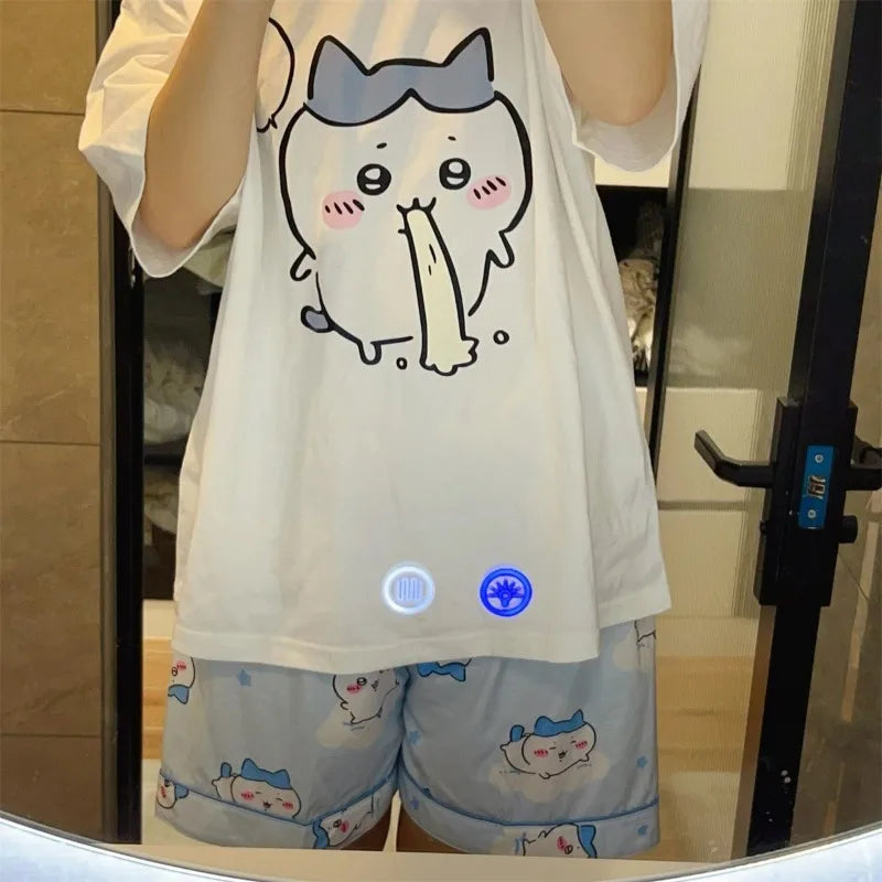 Kawaii Sanrio Chiikawa Nightwear Summer Thin Round Neck - Vusy Kawaii Shop