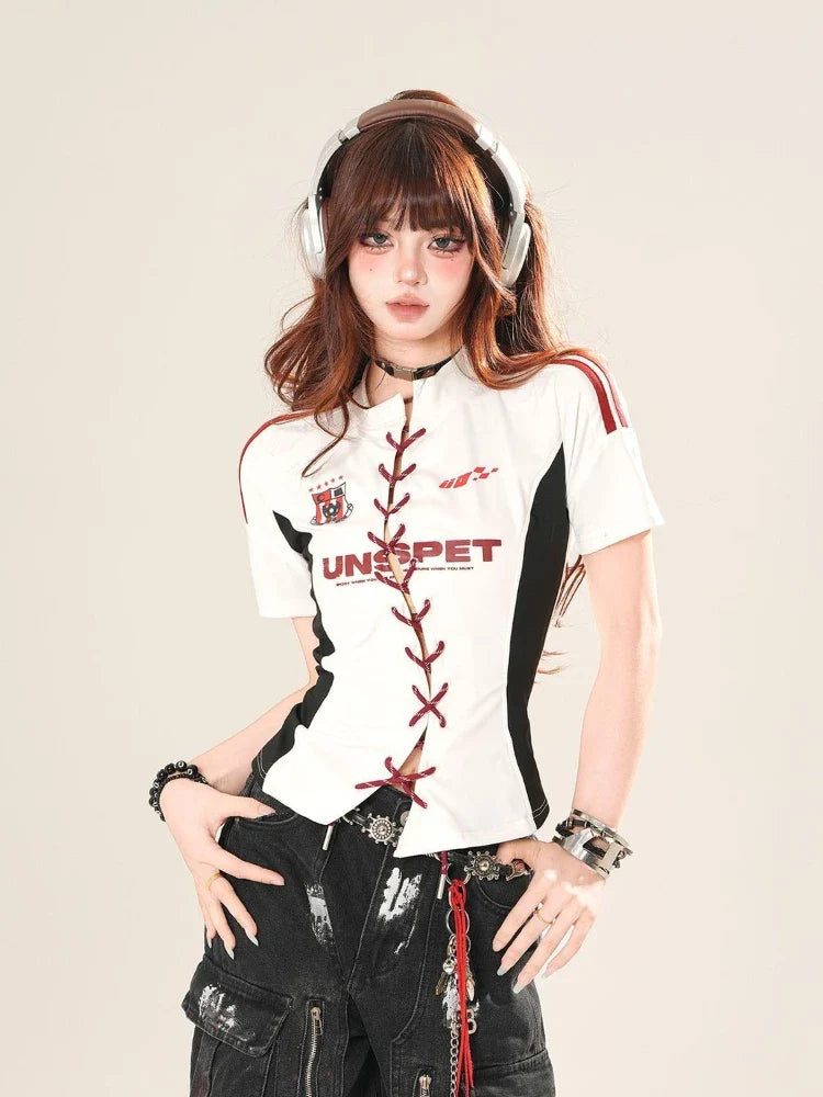 American Vintage Sexy Cut-Out Bodycon Short Sleeve T-Shirt - Vusy Kawaii Shop