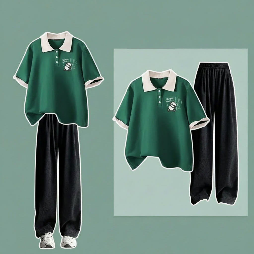 Summer Loose 2 Piece Sets Outfits Cartoon Short Sleeved - Vusy Kawaii Shop