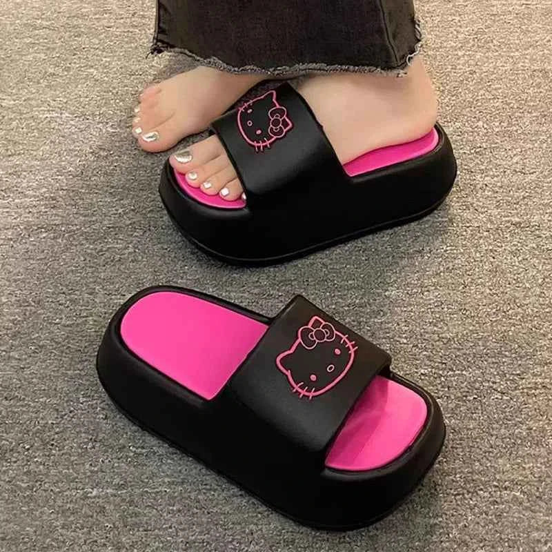 Kawaii Hello Kittys Eva Slippers for Women Cartoon Sanrios Thick Sole Flip-Flops Non Slip Beach Sandals Cute Girls Casual Shoes