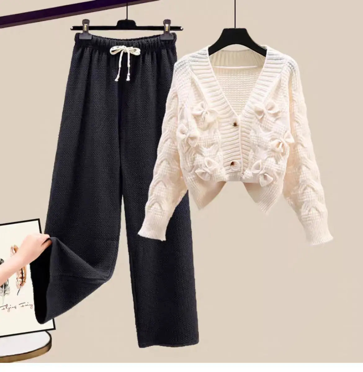 Two Piece Set in Sweater Matching Sets Korean Sweet Bow - Vusy Kawaii Shop