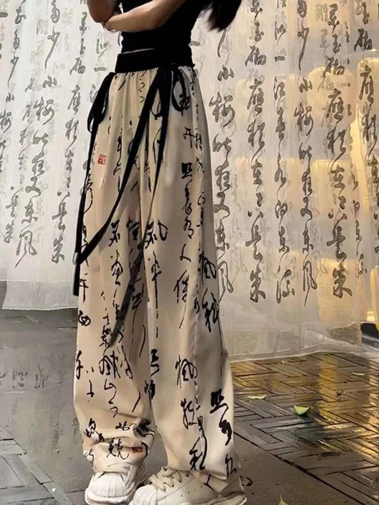 Harajuku Calligraphy Pants Japanese Streetwear Style