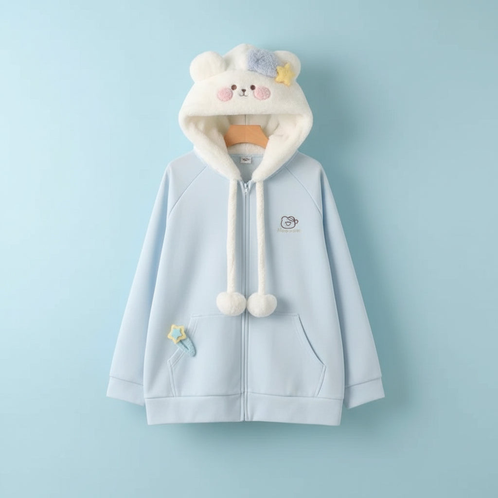 Japanese Kawaii Print Hooded Coats Women Sweatshirts - Vusy Kawaii Shop