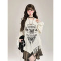 Irregular Butterfly Off Shoulder Sweater Women Clothing