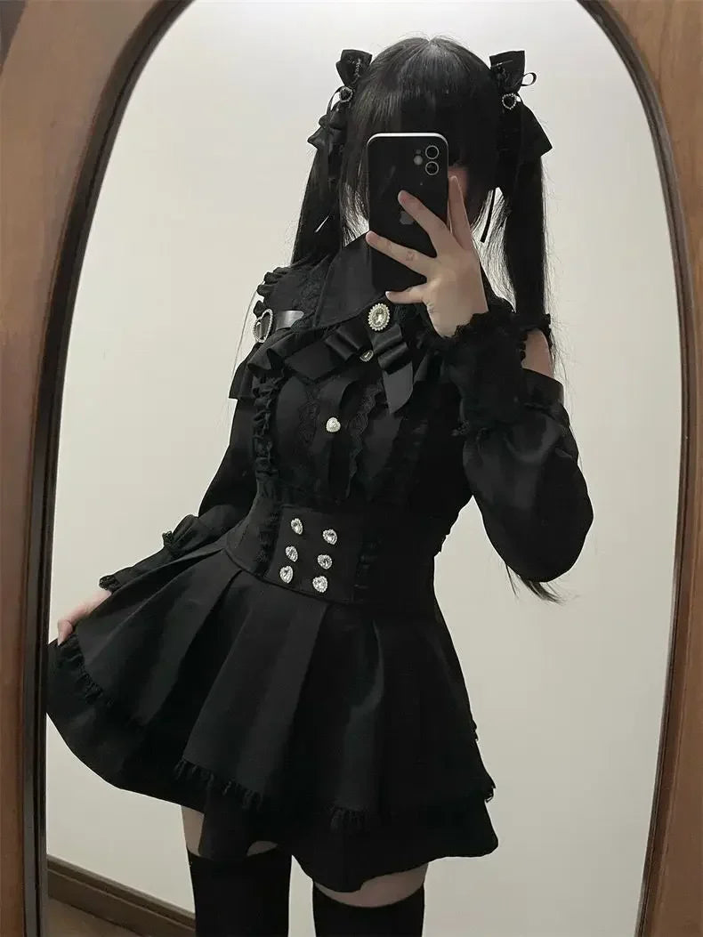 Sweet Lolita Preppy Style Japanese Hollow Out Off Shoulder - Vusy Kawaii Shop
