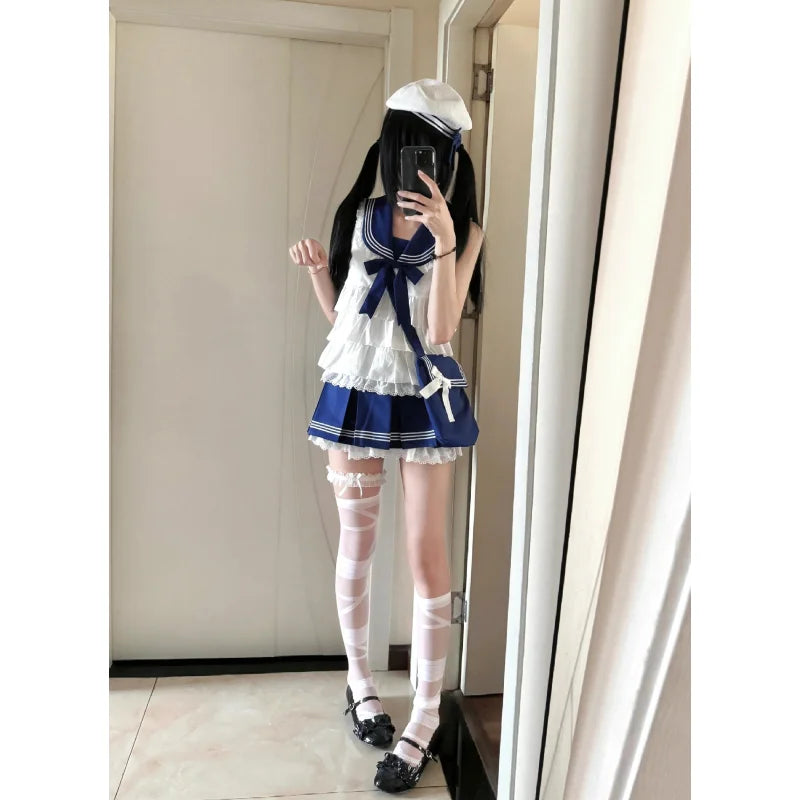 Preppy Style Sailor Uniform Sets Women Outfits Sailor Neck - Vusy Kawaii Shop
