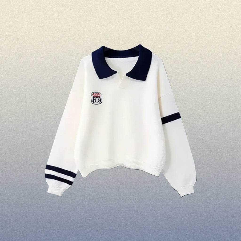 Spring Tracksuit Set Korean Elegant Fake Two-Piece Polo - Vusy Kawaii Shop