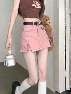Kawaii Pink Mini Skirts Aesthetic Sweet Cute High Sweet Slim