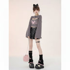 Autumn Girl Cover up Two Piece Knitted Top Print Strap - Vusy Kawaii Shop