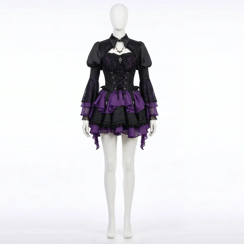 Corset lace up bodice detail of purple gothic lolita dress