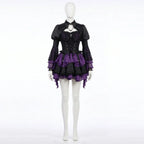 Corset lace up bodice detail of purple gothic lolita dress