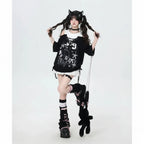 Women Aesthetic Fake Two Pieces Top Harajuku Printing - Vusy Kawaii Shop