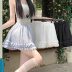 Sweet Fungus Patchwork Cake Skirts High Waist Drawstring
