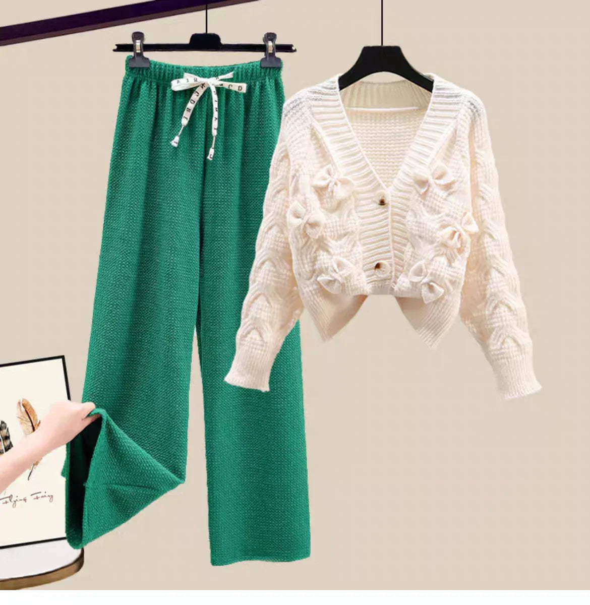 Two Piece Set in Sweater Matching Sets Korean Sweet Bow - Vusy Kawaii Shop