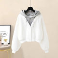 Plush Thickened Long Sleeved Hooded Mini Pleated Skirt