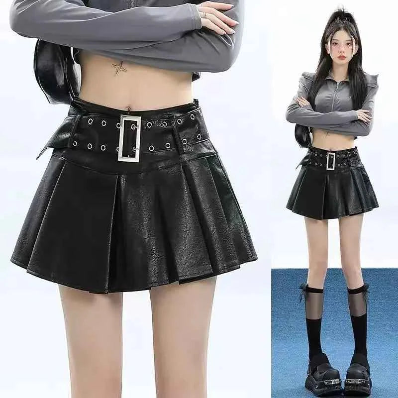 Fashion American High Waist Pleated Skirt Autumn-Winter