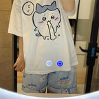 Kawaii Sanrio Chiikawa Nightwear Summer Thin Round Neck - Vusy Kawaii Shop