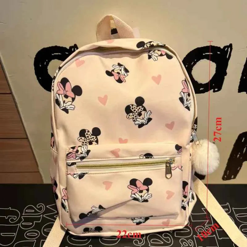 Disney New Mickey Cartoon Fashion Backpack Women's Minnie Canvas School Bag Boys and Girls Fashion Large Capacity Backpack