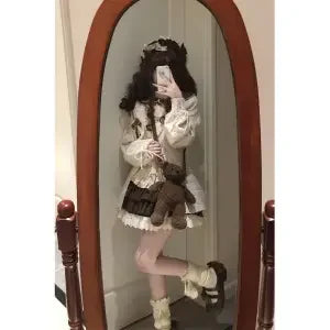 Fairycore Japanese E-Girls Dress Sets Cross Lace-Up Slim Fit - Vusy Kawaii Shop