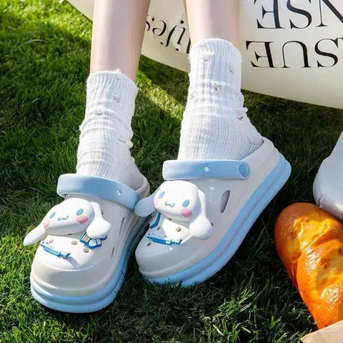 Anime Sanrios Hello Kittys Slippers My Melody Kuromi Cinnamoroll Accessories Shoes Summer Women Sandals Outdoor Beach Shoes Gift