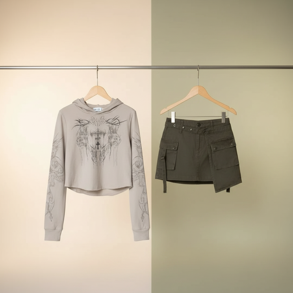 Kapuzen-Langarmshirt mit schmalem Rock-Print und Sonnenschutz