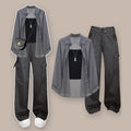 Korean Kawaii 3-Piece Set Chiffon Cardigan Cargo Pants