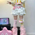 Japanese Pumpkin Puffy Cake Soft Girl Skirts Sweet Cute Jupe