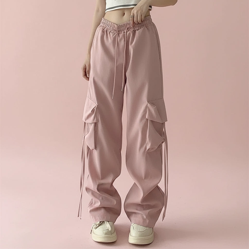 Women Spring Autumn Loose Plaid Shirts Vest Cargo Pants - Vusy Kawaii Shop