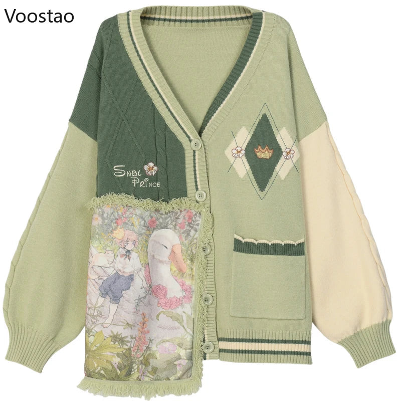 Mori Girl Style Sweet Knitted Cardigan Women Kawaii Cartoon - Vusy Kawaii Shop