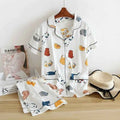 New 100% Cotton Short-Sleeved Shorts Pajamas Set Cute