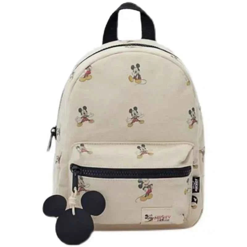 Disney New Mickey Cartoon Fashion Backpack Women's Minnie Canvas School Bag Boys and Girls Fashion Large Capacity Backpack