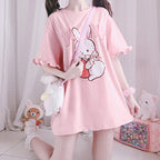 Summer Women Cute Lolita Pink T-Shirts Cartoon Strawberry - Vusy Kawaii Shop