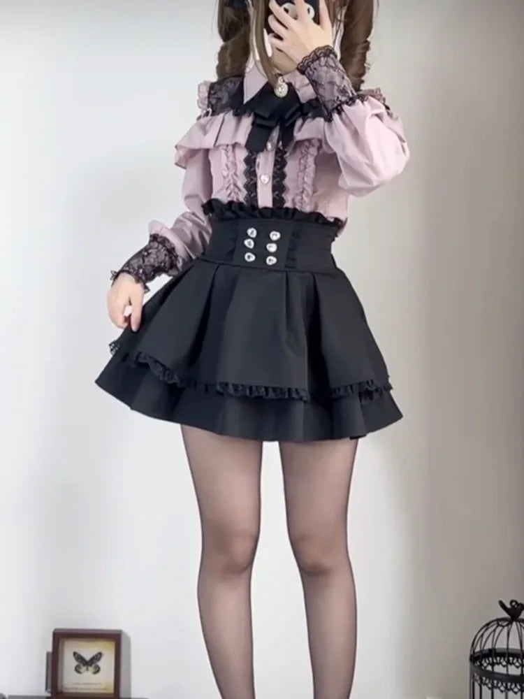 Sweet Lolita Preppy Style Japanese Hollow Out Off Shoulder - Vusy Kawaii Shop