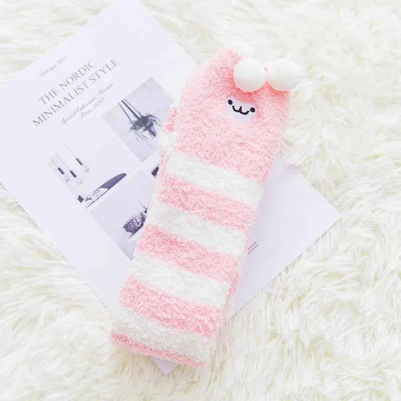 Japanese Mori Girl Animal Modeling Knee Socks Striped Cute Compression Autumn Winter Warm Sock Sleep Cozy Long Thigh High Socks