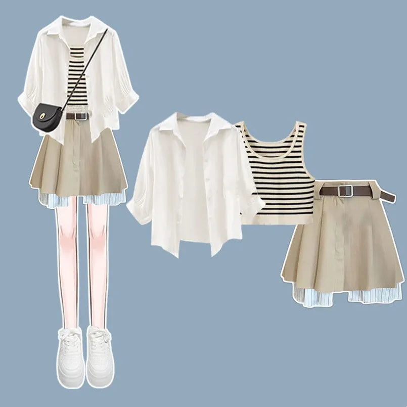 Spring-Summer Wear Set Fashion Shirt Top Slimming Tank Top - Vusy Kawaii Shop