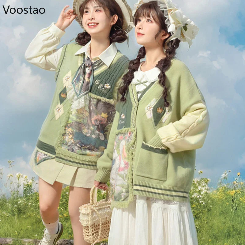 Mori Girl Style Sweet Knitted Cardigan Women Kawaii Cartoon - Vusy Kawaii Shop