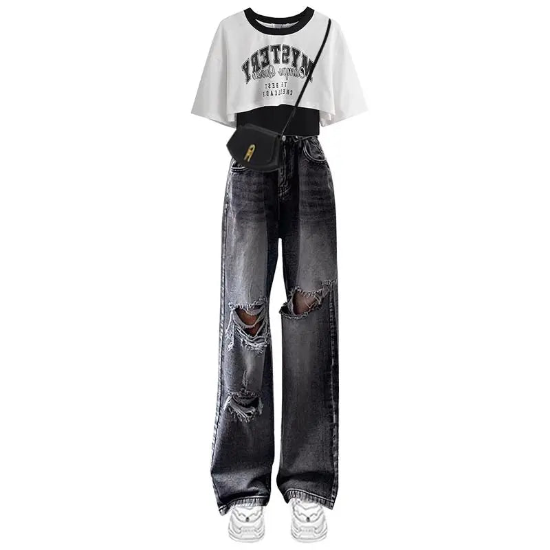 Spring-Summer Sweet Set for Students Korean Fashion T-shirt - Vusy Kawaii Shop