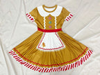 Red and white striped thigh high socks included with gingerbread woman costume