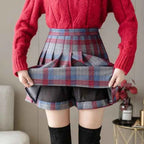 Autumn Woolen Pleated Skirts Women High Waist Dress JK