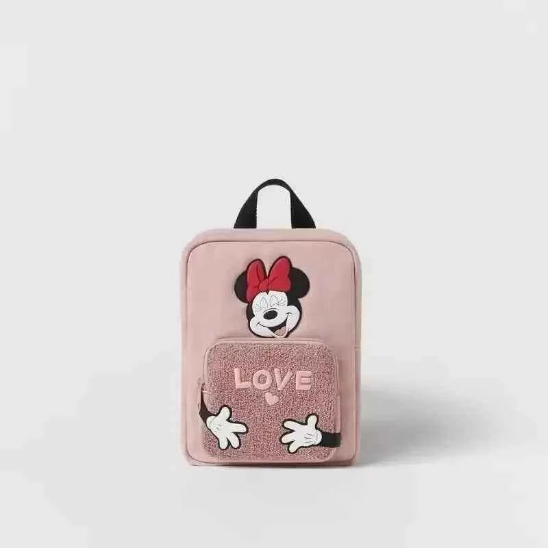 Disney New Mickey Cartoon Fashion Backpack Women's Minnie Canvas School Bag Boys and Girls Fashion Large Capacity Backpack