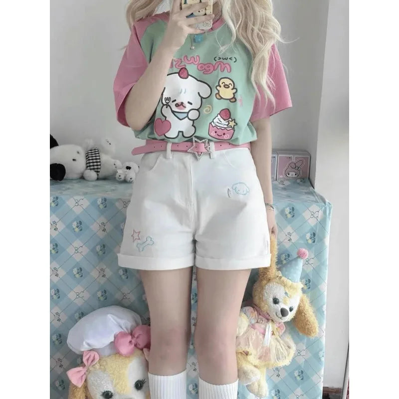 Japanese Cute Sweet Short-Sleeved T-Shirt Summer Gilrs Loose - Vusy Kawaii Shop