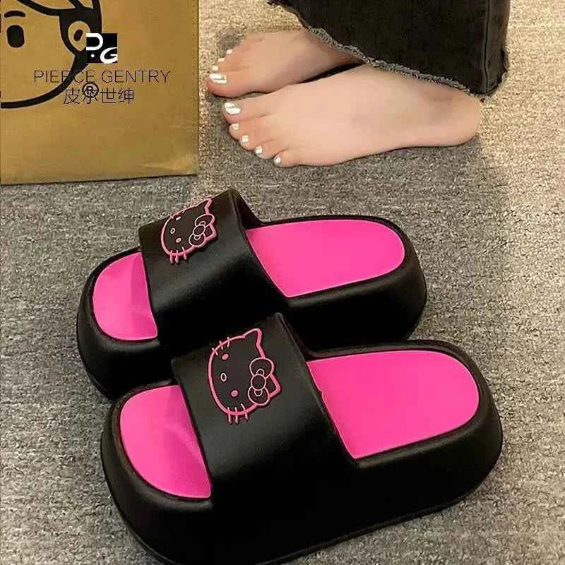 Kawaii Hello Kittys Eva Slippers for Women Cartoon Sanrios Thick Sole Flip-Flops Non Slip Beach Sandals Cute Girls Casual Shoes